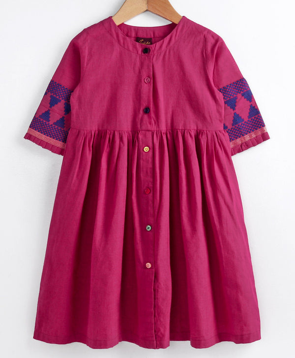 Twisha Girls Solid Fit & Flare Dress - Pink