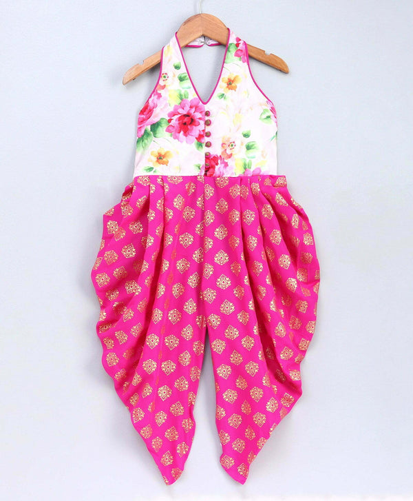 Girls Floral Jumpsuit -Pink