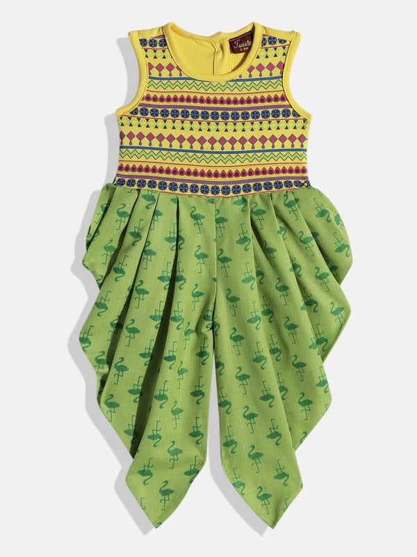 Twisha Girls Jumpsuit -Yellow & Green