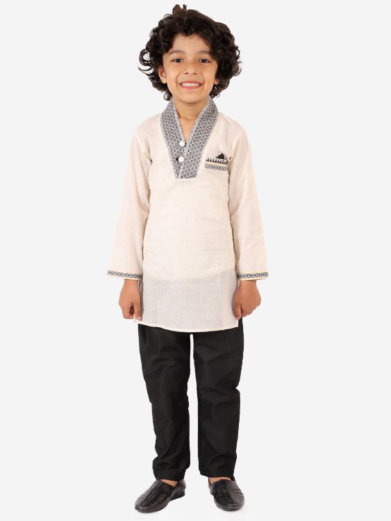 Twisha Boys Button down Striped Kurta with Pajama Set-Green