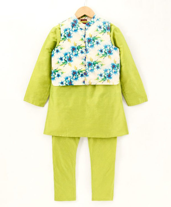 Twisha Boys Kurta And Pajama With Floral Jacket